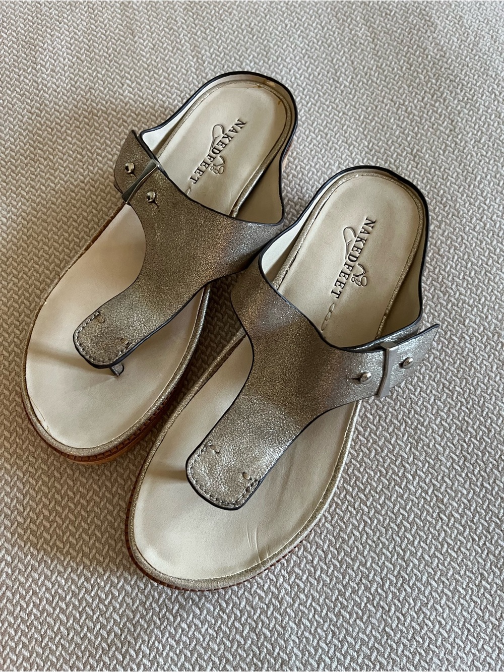 Naked Feet Women's Hadidd Leather Thong Sandals Size 6.5